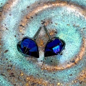 blue heart shaped stud earrings